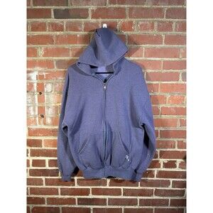 Vintage 90s Russell Athletic Zip Up Hoodie Faded Blue Made In USA Adult Large